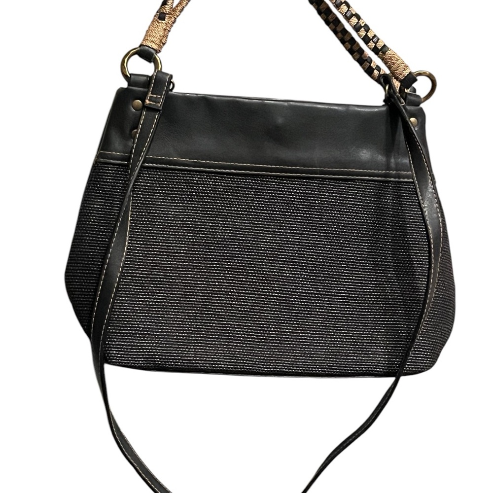 Black Handbag with Rope Handles - Picture 2 of 10